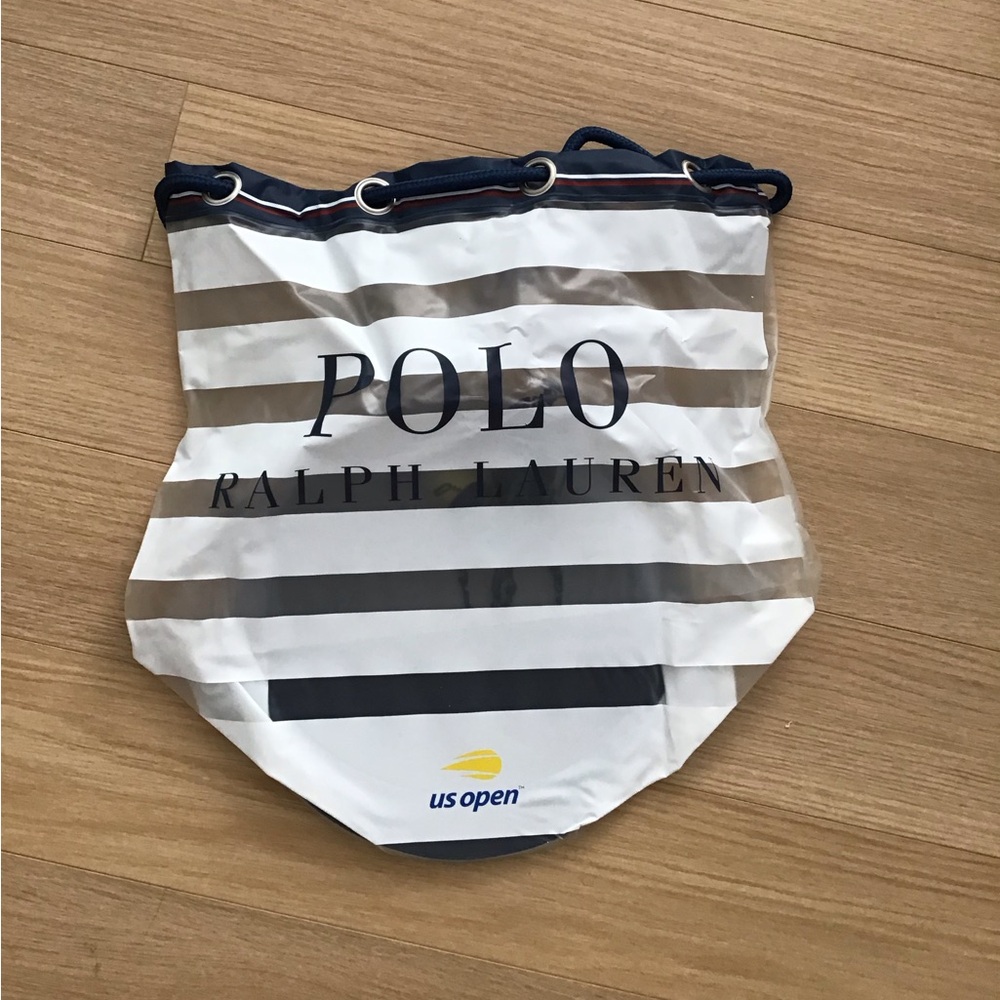 NEW Polo Ralph Lauren US Open Navy Blue Drawstring draw string plastic Bag